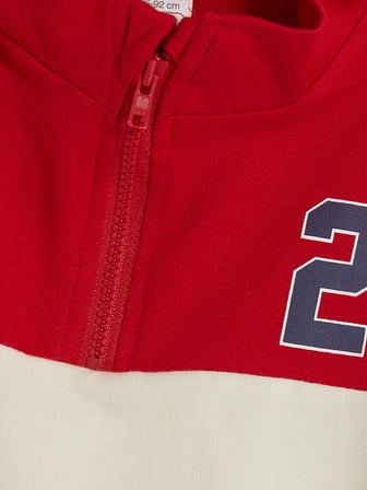 LCW baby Kırmızı Renk Bloklu Erkek Bebek Sweatshirt ve Eşofman Altı