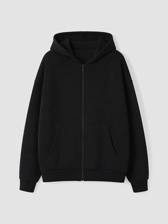LCW Kids Siyah Kapüşonlu Kalın Kız Çocuk Fermuarlı Sweatshirt