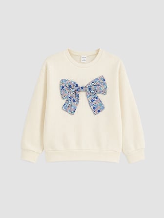 LCW Kids Ekru Fiyonklu Kız Çocuk Kalın Sweatshirt