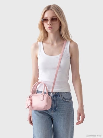 LCW ACCESSORIES Pembe Deri Görünümlü Kadın Omuz Çantası