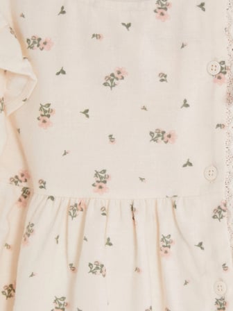 LCW baby Ekru Çiçekli Gabardin Kız Bebek Elbise