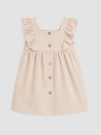 LCW baby Bej Bisiklet Yaka Fırfırlı Kız Bebek Elbise