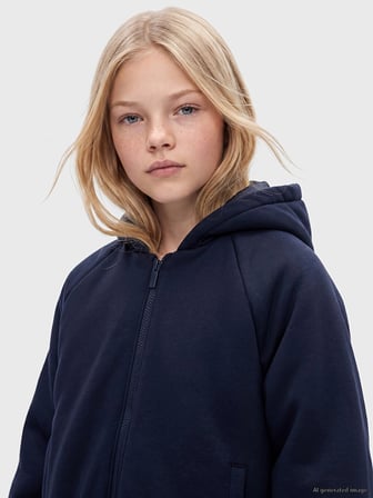 LCW Kids Lacivert Kapüşonlu Kız Çocuk Ceket