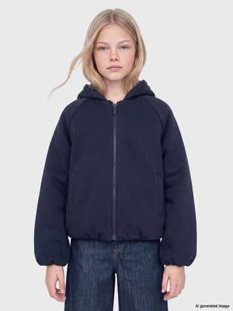 LCW Kids Lacivert Kapüşonlu Kız Çocuk Ceket