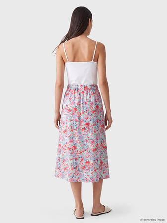 LCW EVERYDAY Pembe Beli Lastikli Çiçekli A Kesim Etek