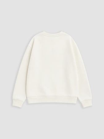 LC Waikiki Ekru Bisiklet Yaka Nakışlı Kız Çocuk Kalın Sweatshirt