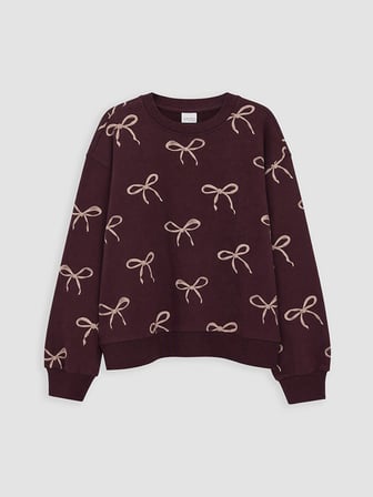 LCW Kids Bordo Baskılı Kız Çocuk Kalın Sweatshirt 2'li