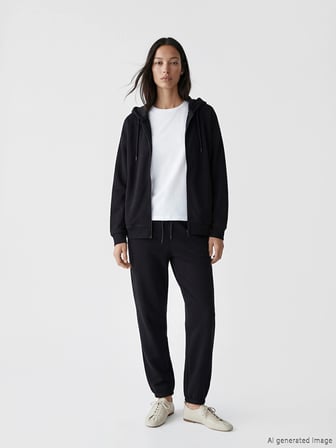 LCW EVERYDAY Siyah Soft Touch Oversize Kadın Fermuarlı Sweatshirt