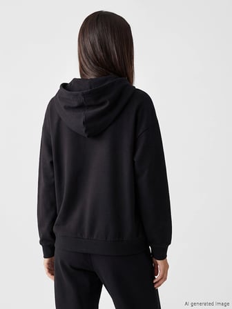 LCW EVERYDAY Siyah Soft Touch Oversize Kadın Fermuarlı Sweatshirt