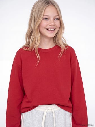 LCW Kids Ekru Bisiklet Yaka Baskılı Kız Çocuk 2'li Sweatshirt