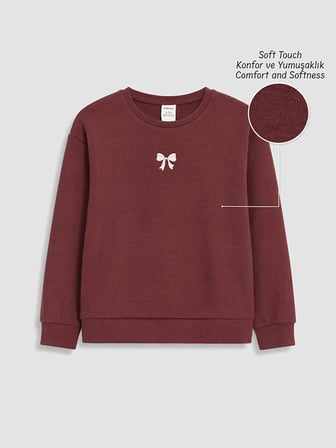 LCW Kids Bordo Kız Çocuk Soft Touch Sweatshirt