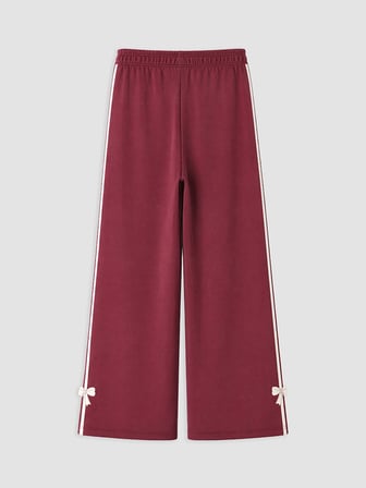 LCW Kids Bordo Şeritli Soft Touch Kız Çocuk Eşofman Altı