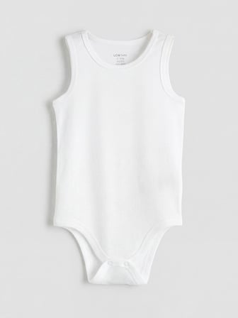 LCW baby Beyaz Bisiklet Yaka Erkek Bebek Çıtçıtlı Body 3'lü