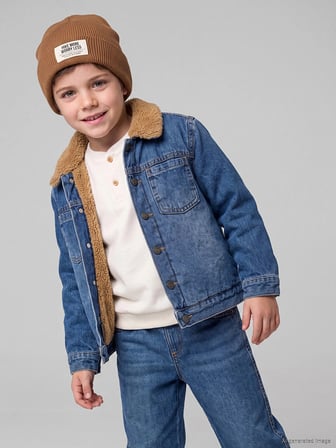 LCW Kids İndigo Kürk Yaka Polar Astarlı Erkek Çocuk Jean Ceket