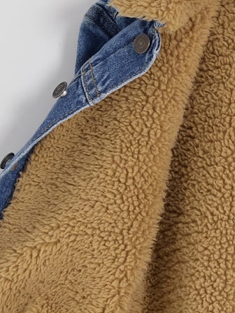 LCW Kids İndigo Kürk Yaka Polar Astarlı Erkek Çocuk Jean Ceket
