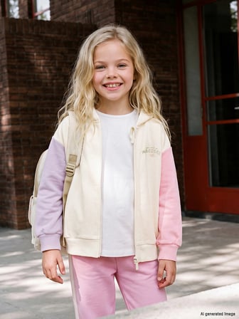 LCW Kids Ekru Kapüşonlu Kız Çocuk Fermuarlı Sweatshirt