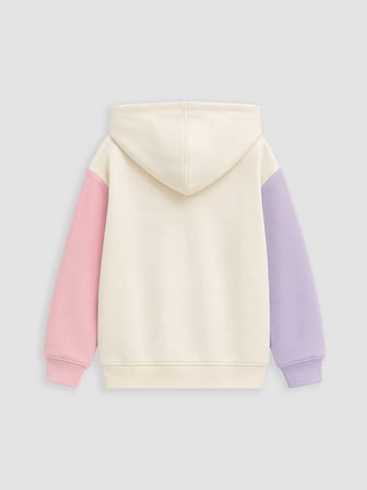 LCW Kids Ekru Kapüşonlu Kız Çocuk Fermuarlı Sweatshirt
