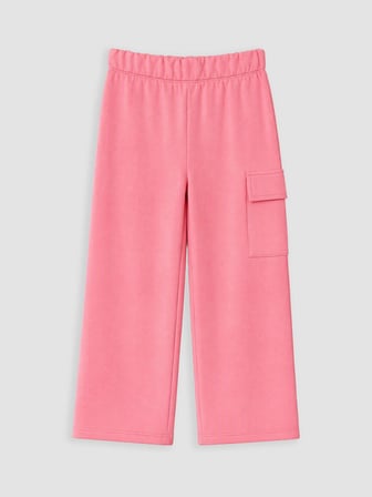 LCW Kids Pembe Geniş Paça Kargo Cepli Kız Çocuk Eşofman Altı