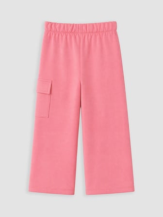 LCW Kids Pembe Geniş Paça Kargo Cepli Kız Çocuk Eşofman Altı