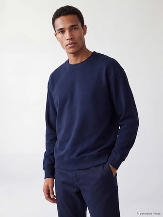 LCW Vision Lacivert Bisiklet Yaka Erkek Sweatshirt