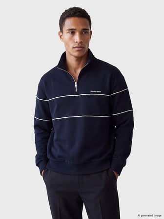 LCW Vision Lacivert Dik Yaka Baskılı Erkek Kalın Sweatshirt