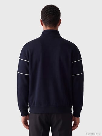 LCW Vision Lacivert Dik Yaka Baskılı Erkek Kalın Sweatshirt