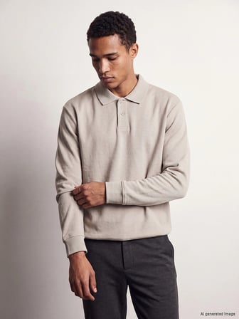 LCW Vision Bej Polo Yaka Erkek Sweatshirt