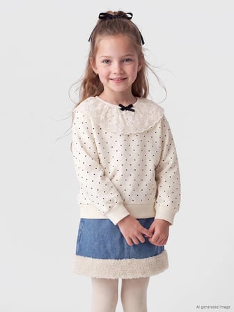 LCW Kids Ekru Bebe Yaka Kız Çocuk Sweatshirt