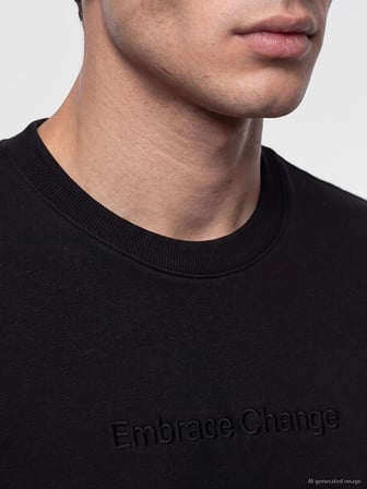 LCWAIKIKI Classic Siyah Bisiklet Yaka Baskılı Erkek Kalın Sweatshirt