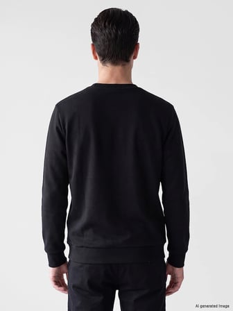 LCWAIKIKI Classic Siyah Bisiklet Yaka Baskılı Erkek Kalın Sweatshirt