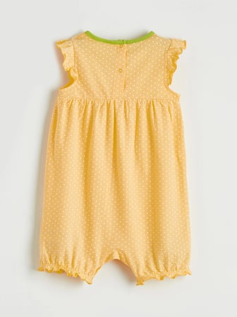 LCW baby Sarı Kız Bebek Nakışlı Penye Tulum ve Şapka