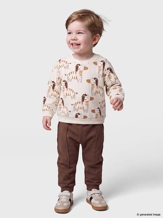 LCW baby Ekru Desenli Erkek Bebek Takım