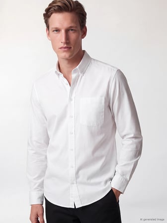 SOUTHBLUE Beyaz Regular Fit Oxford Erkek Gömlek