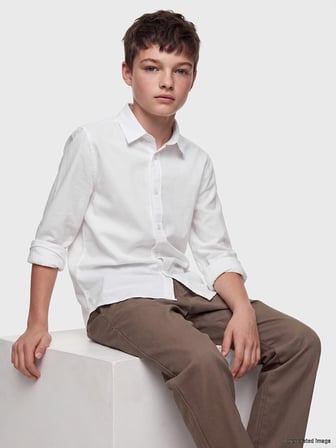 LCW Kids Beyaz Uzun Kollu Erkek Çocuk Gömlek