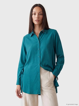 LCWAIKIKI Classic Yeşil Modal Karışımlı Oversize Kadın Gömlek Tunik