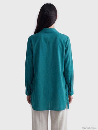LCWAIKIKI Classic Yeşil Modal Karışımlı Oversize Kadın Gömlek Tunik