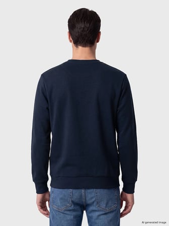 LCWAIKIKI Classic Lacivert Bisiklet Yaka Baskılı Erkek Kalın Sweatshirt