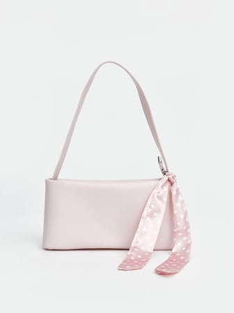 LCW ACCESSORIES Pembe Fular Aksesuarlı Deri Görünümlü Kadın Omuz Çantası