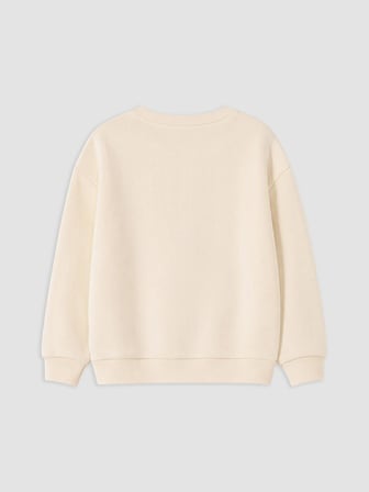 LCW Kids Ekru Baskılı Kız Çocuk Kalın Sweatshirt