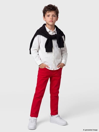 LCW Kids Kırmızı Regular Fit Erkek Çocuk Gabardin Pantolon
