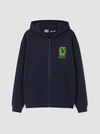LCW Kids Lacivert Kapüşonlu Minecraft Erkek Çocuk Fermuarlı Sweatshirt