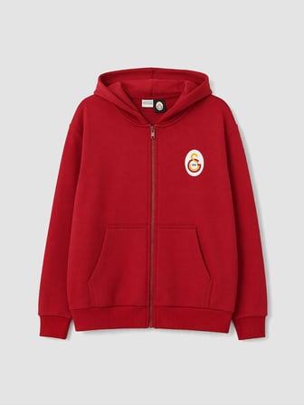 LCW Kids Kırmızı Kapüşonlu Galatasaray Baskılı Erkek Çocuk Sweatshirt