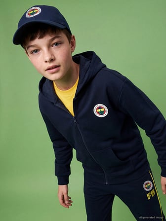 LCW Kids Lacivert Fenerbahçe Lisanslı Erkek Çocuk Fermuarlı Sweatshirt