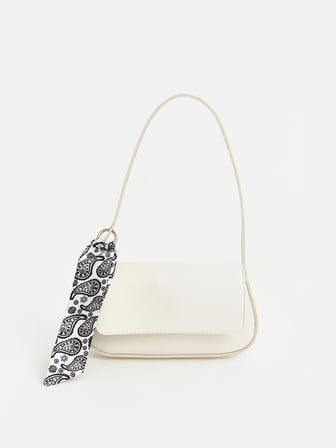 LCW ACCESSORIES Beyaz Aksesuarlı Deri Görünümlü Kadın Omuz Çantası