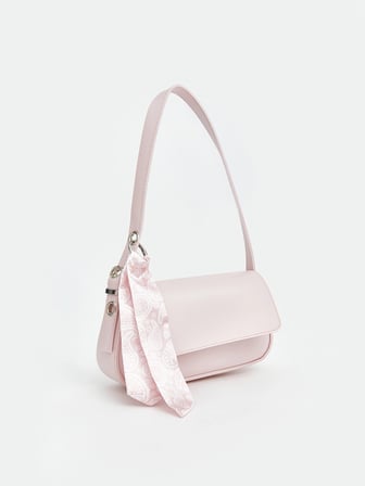 LCW ACCESSORIES Pembe Aksesuarlı Deri Görünümlü Kadın Omuz Çantası