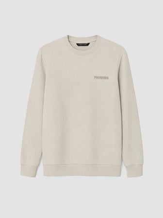 LCWAIKIKI Classic Bej Bisiklet Yaka Baskılı Erkek Sweatshirt