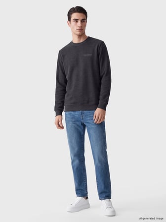 LCWAIKIKI Classic Antrasit Bisiklet Yaka Baskılı Erkek Sweatshirt