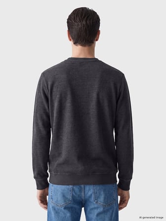 LCWAIKIKI Classic Antrasit Bisiklet Yaka Baskılı Erkek Sweatshirt