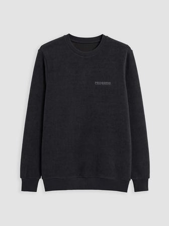 LCWAIKIKI Classic Antrasit Bisiklet Yaka Baskılı Erkek Sweatshirt