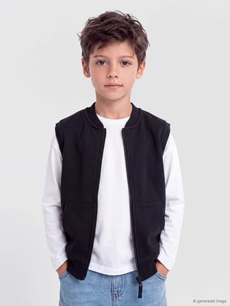 LCW Kids Siyah Bisiklet Yaka Erkek Çocuk Kalın Yelek